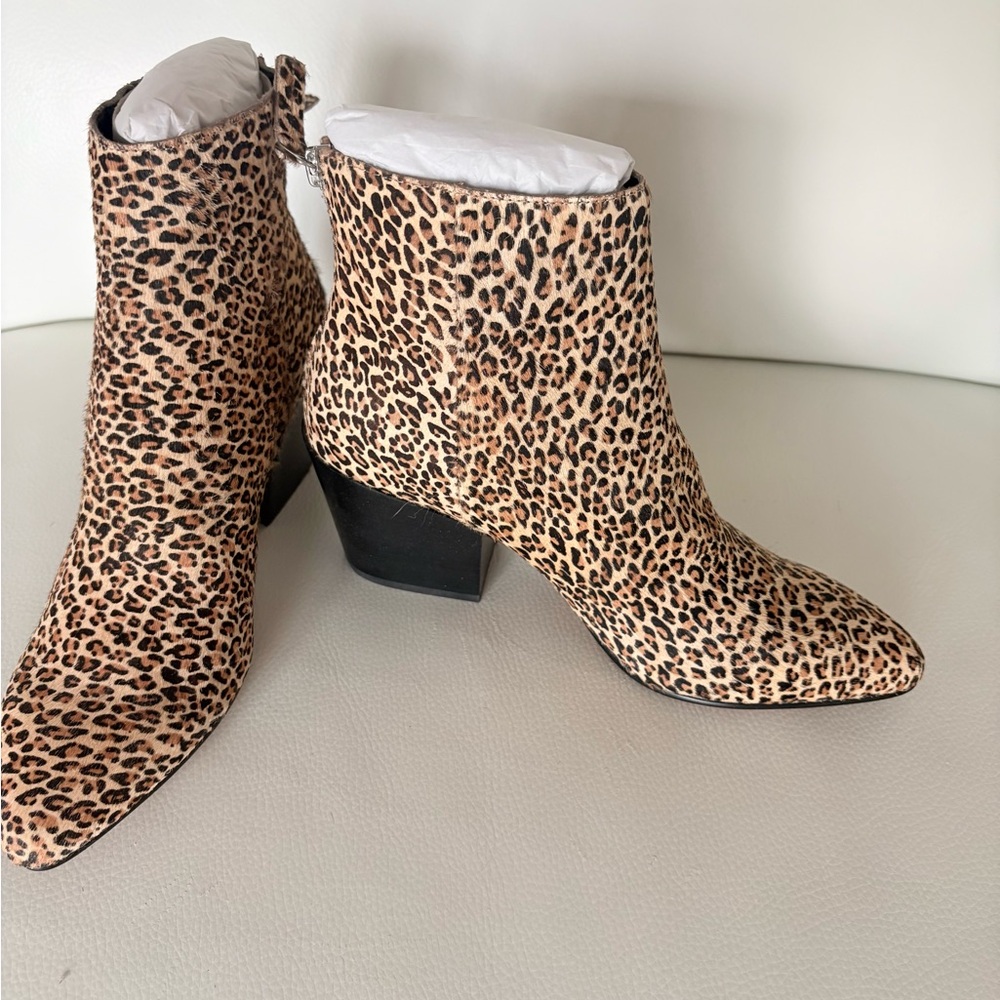 Dolce Vita Calf Hair Leopard Print Ankle Boots